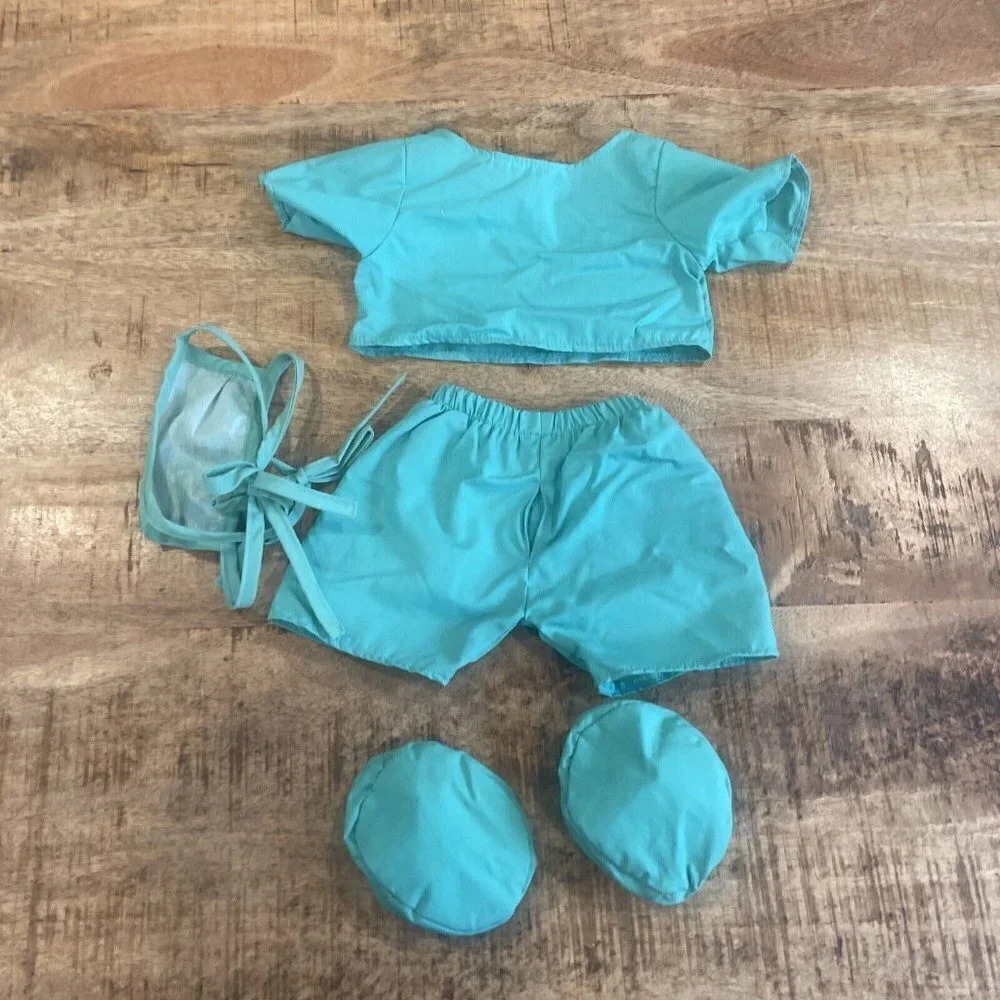 Build A Bear Green Scrubs Set Doctor Nurse Medical Surgery Outfit Mask NO HAT